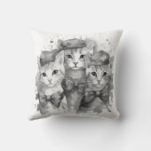 Schwarz-Weiß-Kätzchen mit Bogen und Hüten Kissen (Rückseite)