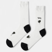 Schwarz-Weiß-Katzchen-Pet-Kunst, Personalisiert Socken (Linkes Detail)