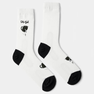 Schwarz-Weiß-Katzchen-Pet-Kunst, Personalisiert Socken