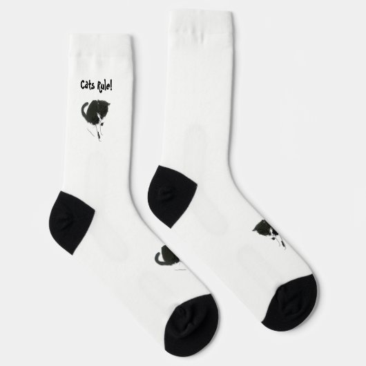 Schwarz-Weiß-Katzchen-Pet-Kunst, Personalisiert Socken (Rechts)