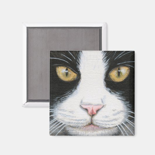 Schwarz-Weiß-Katze #1-Magnet Magnet (Vorderseite/Rückseite)