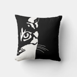 Schwarz-Weiß-Katze 657 Kissen