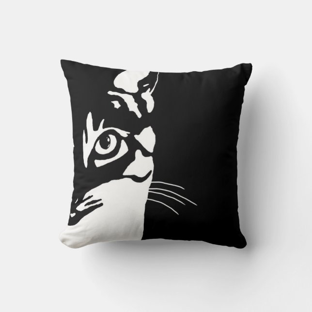 Schwarz-Weiß-Katze 657 Kissen (Vorderseite)