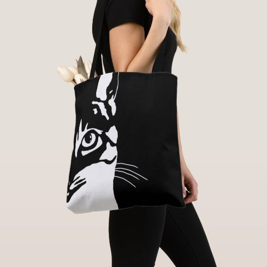 Schwarz-Weiß-Katze 657 Tasche (Von Nahem)