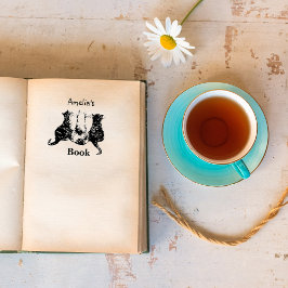 Schwarz-Weiß-Katze-Abbildung Dieses Buch gehört Gummistempel