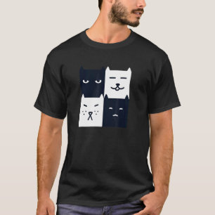 Schwarz-Weiß-Katze Einzigartiges quadratisches Sch T-Shirt