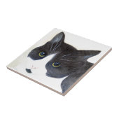 Schwarz-weiß-Katze Fliese (Seite)