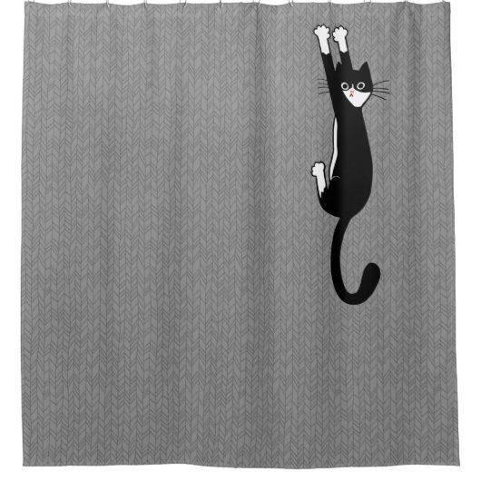 Schwarz-Weiß-Katze | Funny Tuxedo Cat Duschvorhang (Vorderseite)