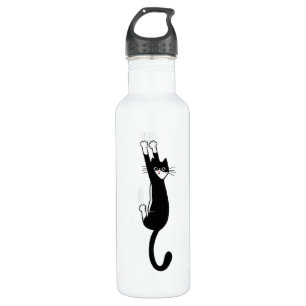 Schwarz-Weiß-Katze   Funny Tuxedo Cat Edelstahlflasche