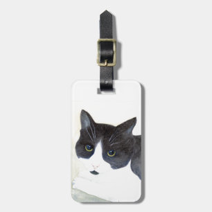 Schwarz-Weiß-Katze Gepäckanhänger