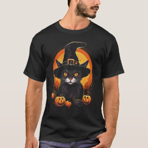 Schwarz-Weiß-Katze Halloween Grafik-T-Shirts für M T-Shirt