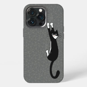 Schwarz-weiß Katze hängt Lustige Anzugkatze iPhone 13 Pro Hülle
