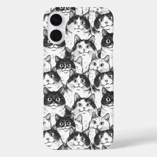 Schwarz-Weiß-Katze-Illustration Case-Mate iPhone Hülle (Rückseite)