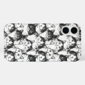 Schwarz-Weiß-Katze-Illustration Case-Mate iPhone Hülle (Rückseite (Horizontal))