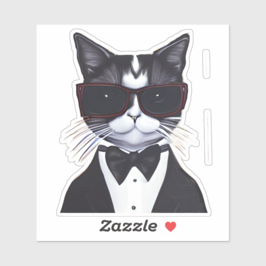 Schwarz-Weiß-Katze in einer Tuxedo- und Bow-Krawat Aufkleber (Blatt)