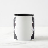 Schwarz-Weiß-Katze in einer Tuxedo- und Bow-Krawat Tasse (Zentrum)