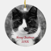 Schwarz-Weiß-Katze individuell einstellbar Keramik Ornament (Hinten)