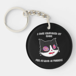 Schwarz-Weiß-Katze mit lustigem Text Schlüsselanhänger