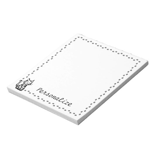 Schwarz-Weiß-Katze mit Paw-Grenze Notizblock (Rotiert)