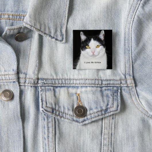 Schwarz-Weiß-Katze-Portrait Button (Beispiel)