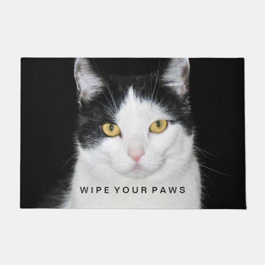 Schwarz-Weiß-Katze-Portrait Fußmatte (Vorderseite)
