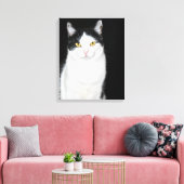 Schwarz-Weiß-Katze-Portrait Leinwanddruck (Insitu (Wohnzimmer))