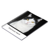 Schwarz-Weiß-Katze-Portrait Notizblock (Linke Seite)