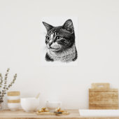 Schwarz-Weiß-Katze-Portrait Poster (Küche)