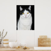 Schwarz-Weiß-Katze-Portrait Poster (Küche)