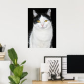 Schwarz-Weiß-Katze-Portrait Poster (Heimbüro)