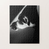 Schwarz-Weiß-Katze-Portrait Puzzle (Vertikal)