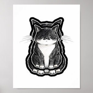 Schwarz-Weiß-Katze Poster