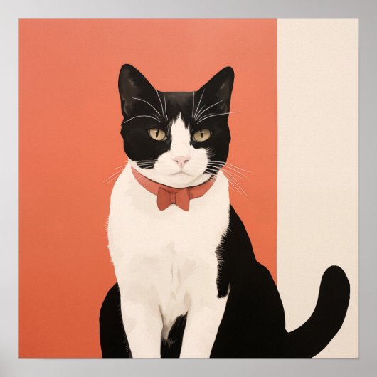 Schwarz-Weiß-Katze Poster (Vorne)