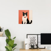 Schwarz-Weiß-Katze Poster (Heimbüro)
