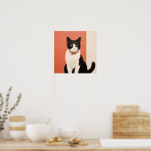 Schwarz-Weiß-Katze Poster (Küche)