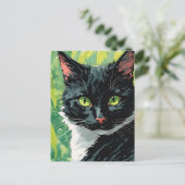 Schwarz-Weiß-Katze Postkarte (Stehend Vorderseite)