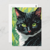 Schwarz-Weiß-Katze Postkarte (Vorne/Hinten)