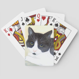 Schwarz-Weiß-Katze Spielkarten