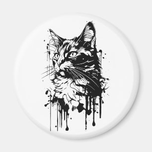 Schwarz-weiß-Katze Splash Magnet