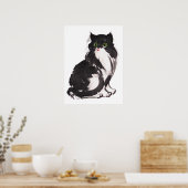 Schwarz-Weiß-Katze-Sumie Aquarell & Tinte Poster (Küche)