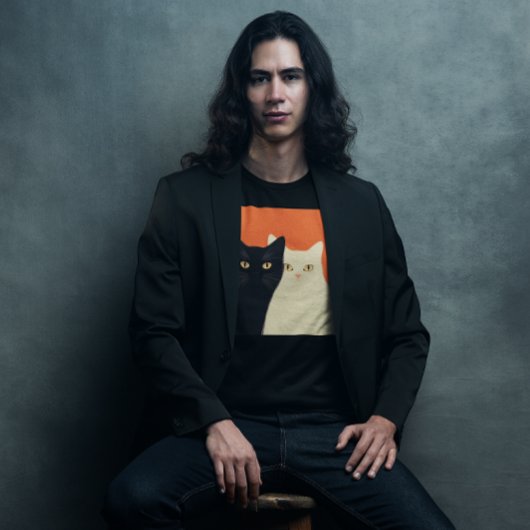 Schwarz-Weiß-Katze T-Shirt