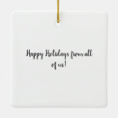 Schwarz-Weiß-Katze und Poinsettia Keramikornament (Rückseite)