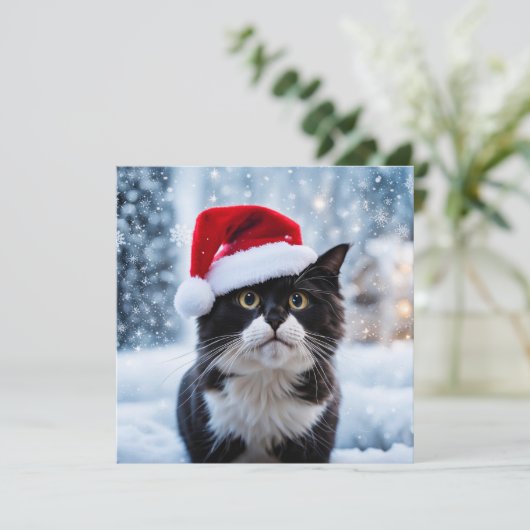 Schwarz-Weiß-Katze Weihnachten (Stehend Vorderseite)