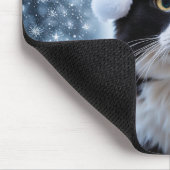 Schwarz-Weiß-Katze Weihnachten Mousepad (Ecke)