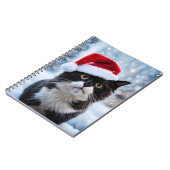 Schwarz-Weiß-Katze Weihnachten Notizblock (Linke Seite)