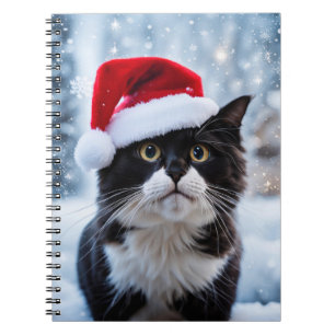 Schwarz-Weiß-Katze Weihnachten Notizblock
