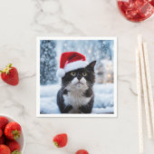 Schwarz-Weiß-Katze Weihnachten Serviette (Beispiel)