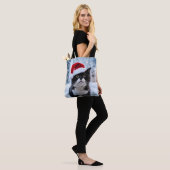 Schwarz-Weiß-Katze Weihnachten Tasche (Am Model)