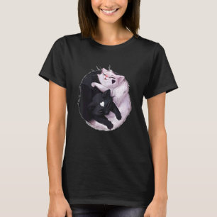 Schwarz-Weiß-Katze Yin Yang Tier T-Shirt