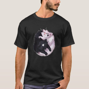 Schwarz-Weiß-Katze Yin Yang Tier T-Shirt